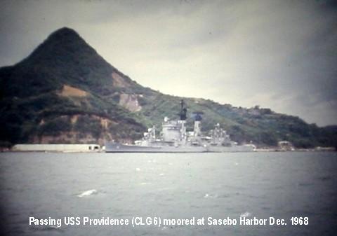 USS Providence GLG-6 moored in Sasebo Harbor - Dec. 1968