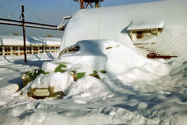 Snow on the Quonsets